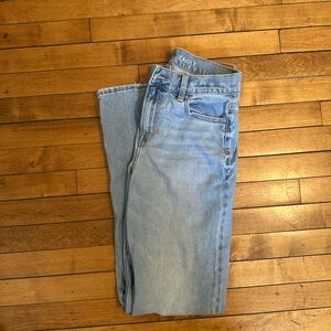 American Eagle Light Wash Super High Rise Straight Leg Jeans